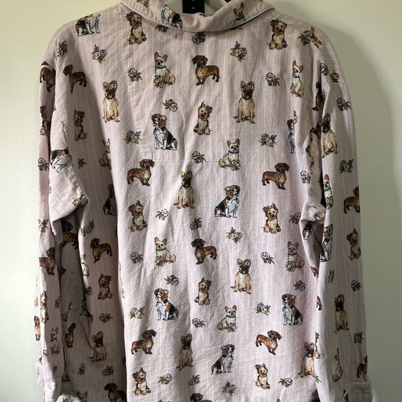 PJ Salvage Dog Print Flannel Pajama Top Sz Med - Picture 5 of 9